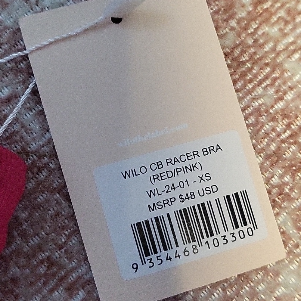 WILO Racerback Ribbed Pink Sports Bra Removeable Pads - Size XS - Picture 3 of 10